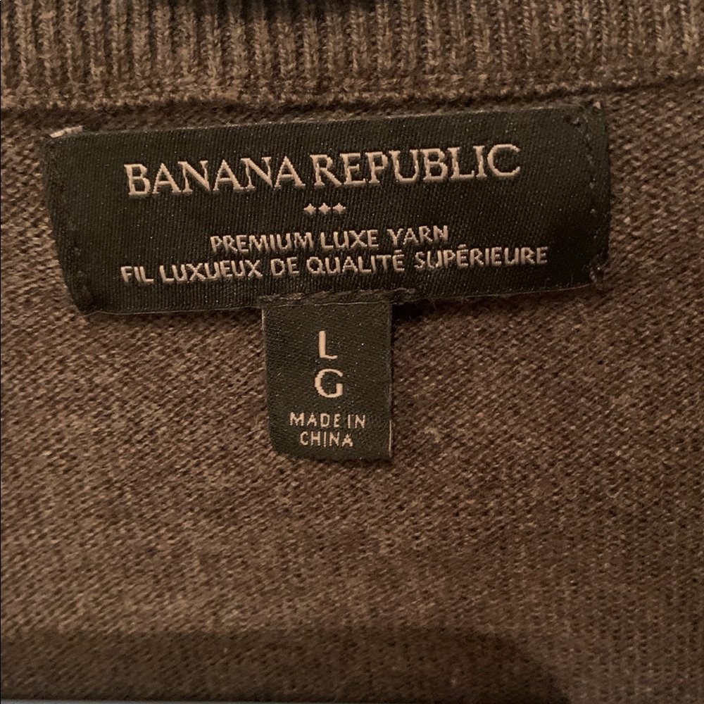 Banana Republic Premium Luxe Yarn Mid Brown Quarter Zip Sweater 10% Silk SZ L - Picture 4 of 8